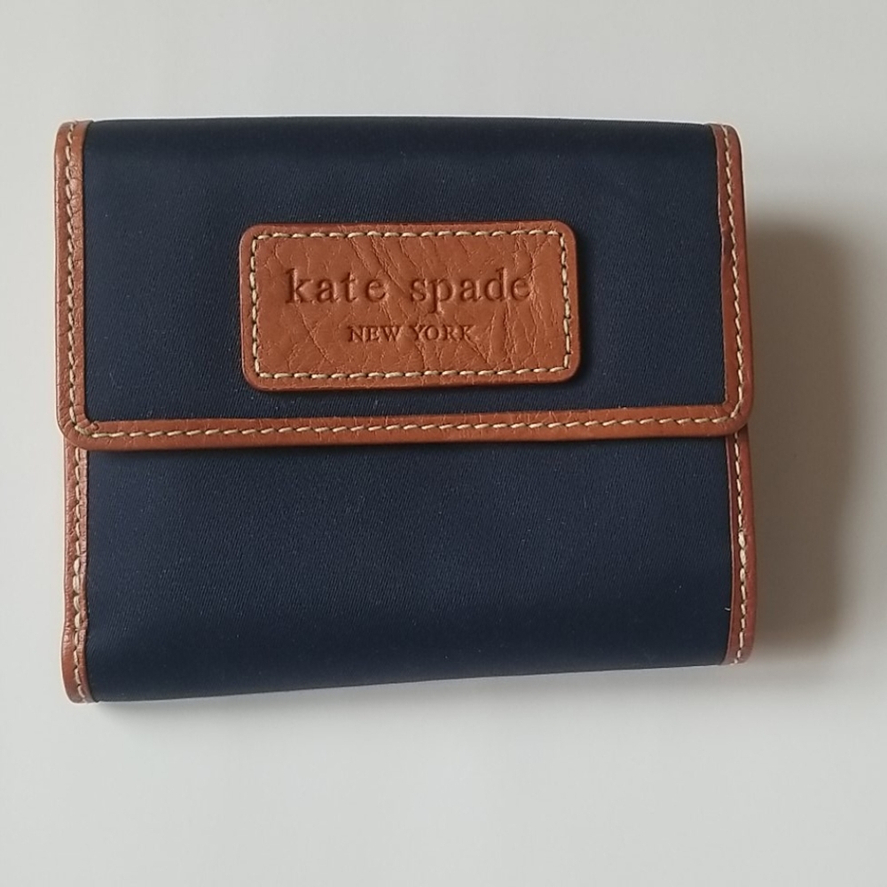 Navy Blue Kate Spade Wallet with Brown Trim